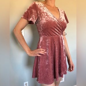 Dusky Pink Crushed Velvet Tunic Dress